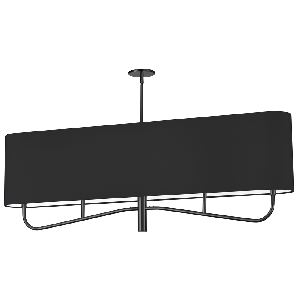 4 Light Incandescent Horizontal Chandelier Matte Black with Black Shade