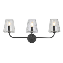 Dainolite ELN-213W-MB-CLR - 3 Light Incandescent Vanity Matte Black with Clear Hammered Glass