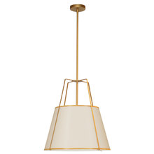 Dainolite TRA-1P-GLD-CRM - 1 Light Trapezoid Pendant GLS/Cream Shade w/ White Fabric Diffuser