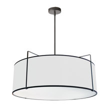 Dainolite TRA-244P-BK-WH - 4 Light Drum Pendant, Black/White Shade, 790 Diffuser, Black