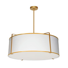 Dainolite TRA-244P-GLD-WH - 4 Light Gold Drum Pendant, Gold & White Shade, 790 Diffuser