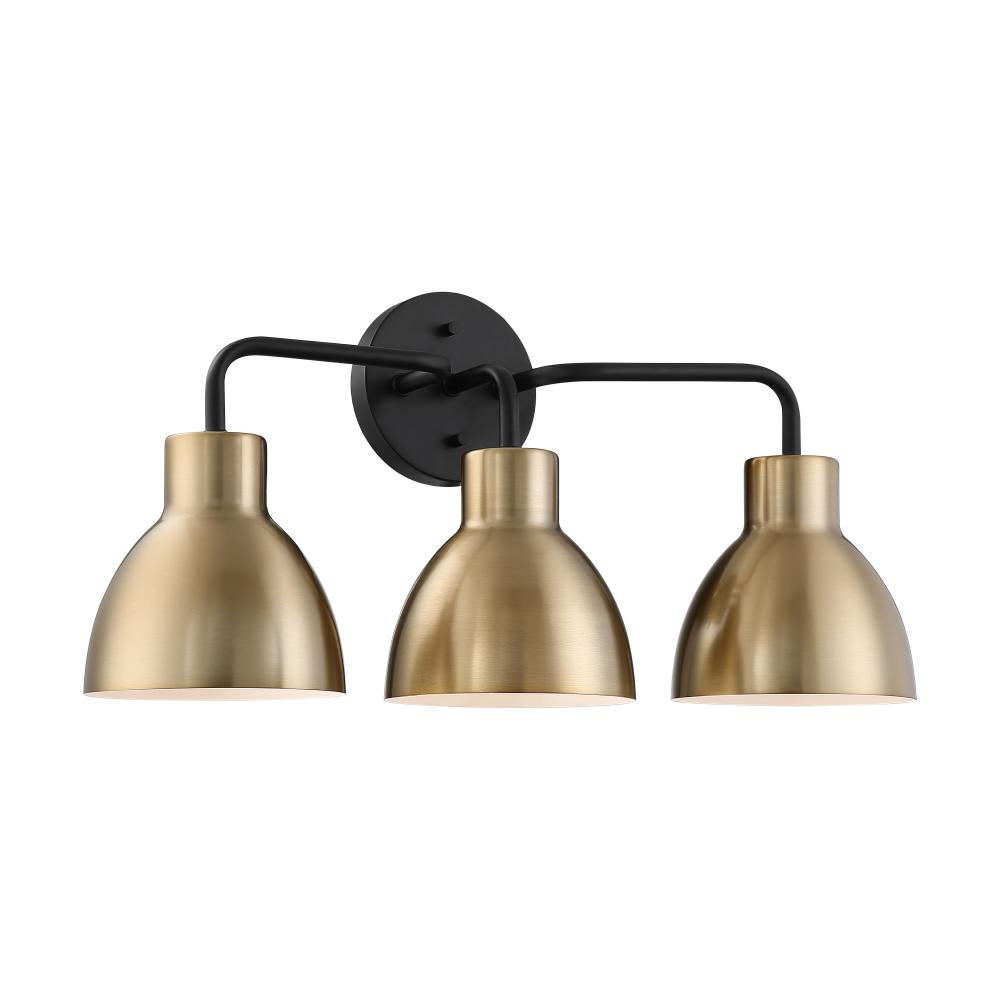 Sloan - 3 Light Vanity - Matte Black and Burnished Brass Finish