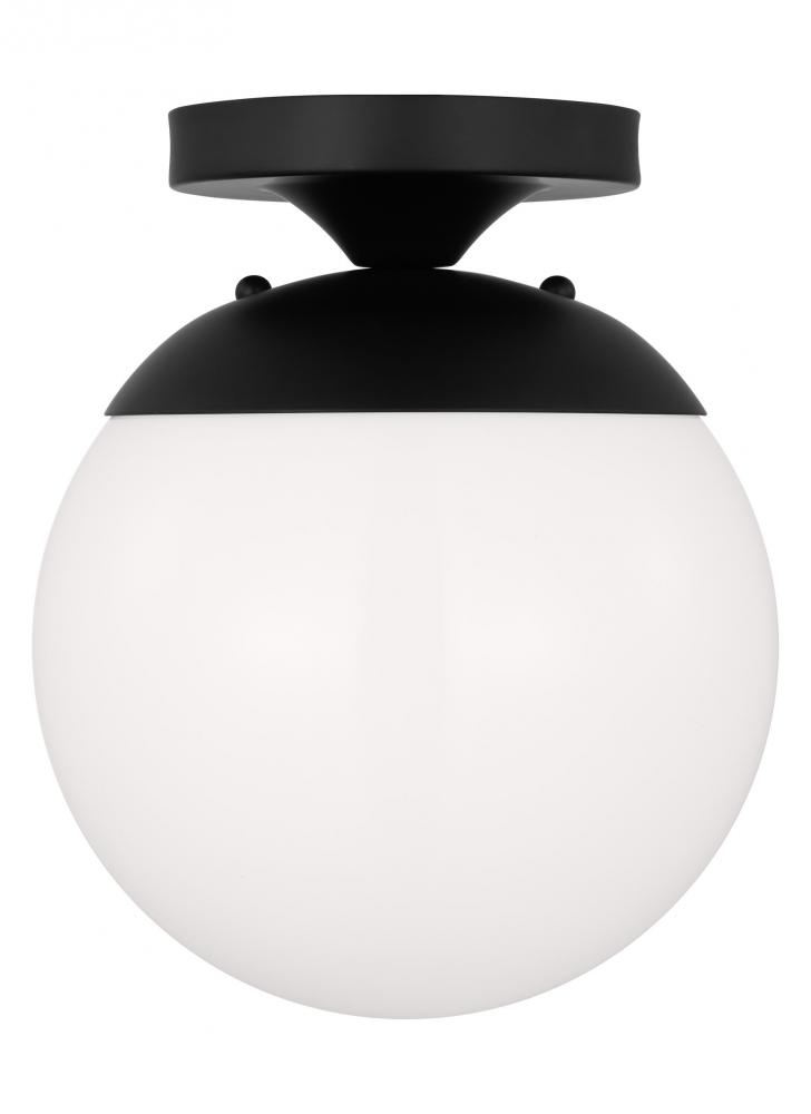 Leo - Hanging Globe One Light Wall / Ceiling Semi-Flush Mount with White Glass