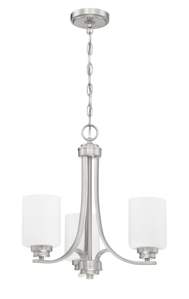 Bolden 3 Light Chandelier in Brushed Polished Nickel (White Glass)