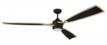 Craftmade VIA72FBSB3 - 72" Viva in Flat Black/Satin Brass w/ Flat Black Fabric Texture ABS Blades